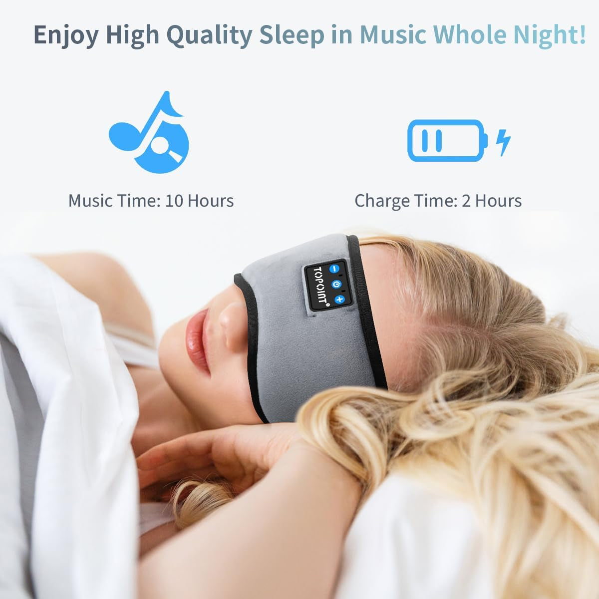 Bluetooth Sleep Eye Mask Wireless Headphones, Sleeping Eye Cover Travel Music He